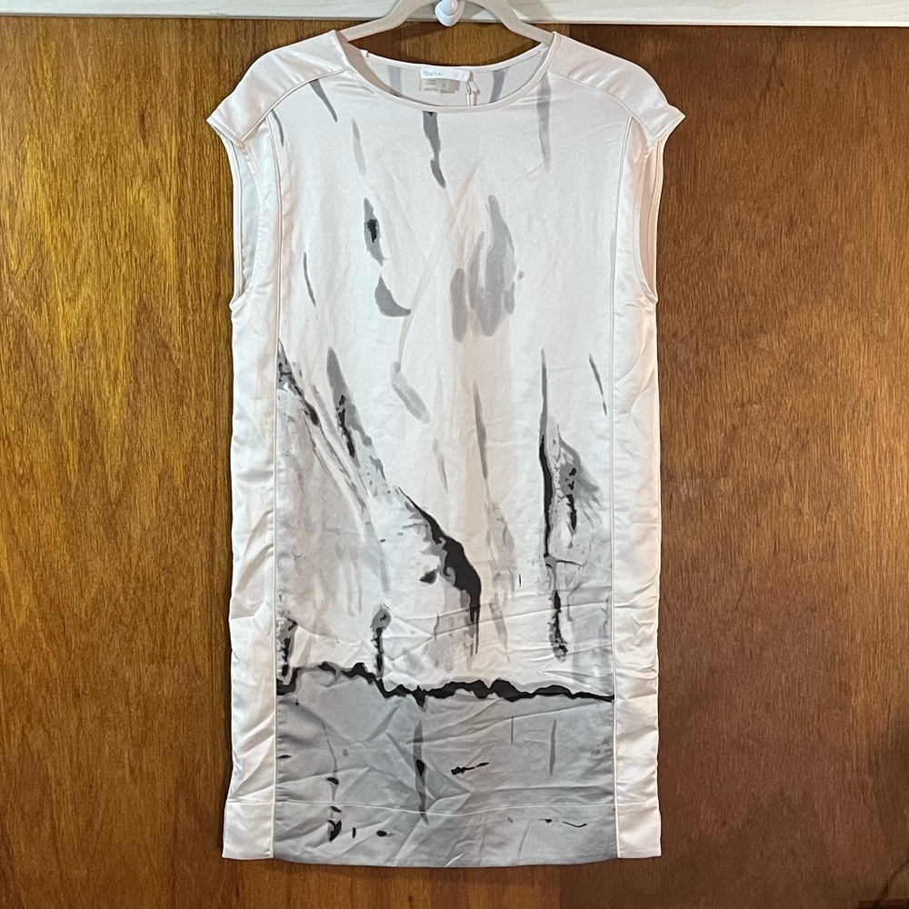 DALIA Sheath Dress in Cream & Gray Sz 2